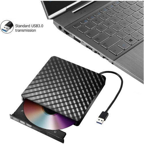 USB 3.0 External DVD Burner Writer Recorder CD/DVD ROM Player PC Optical Drive Black External DVD Drive 1