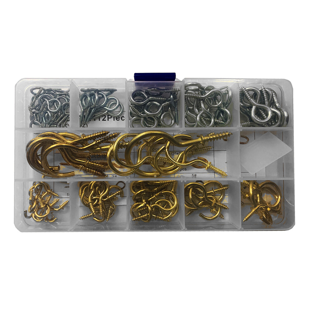 Assortment Of 112 Small Screw Hooks In Box 8719762731498