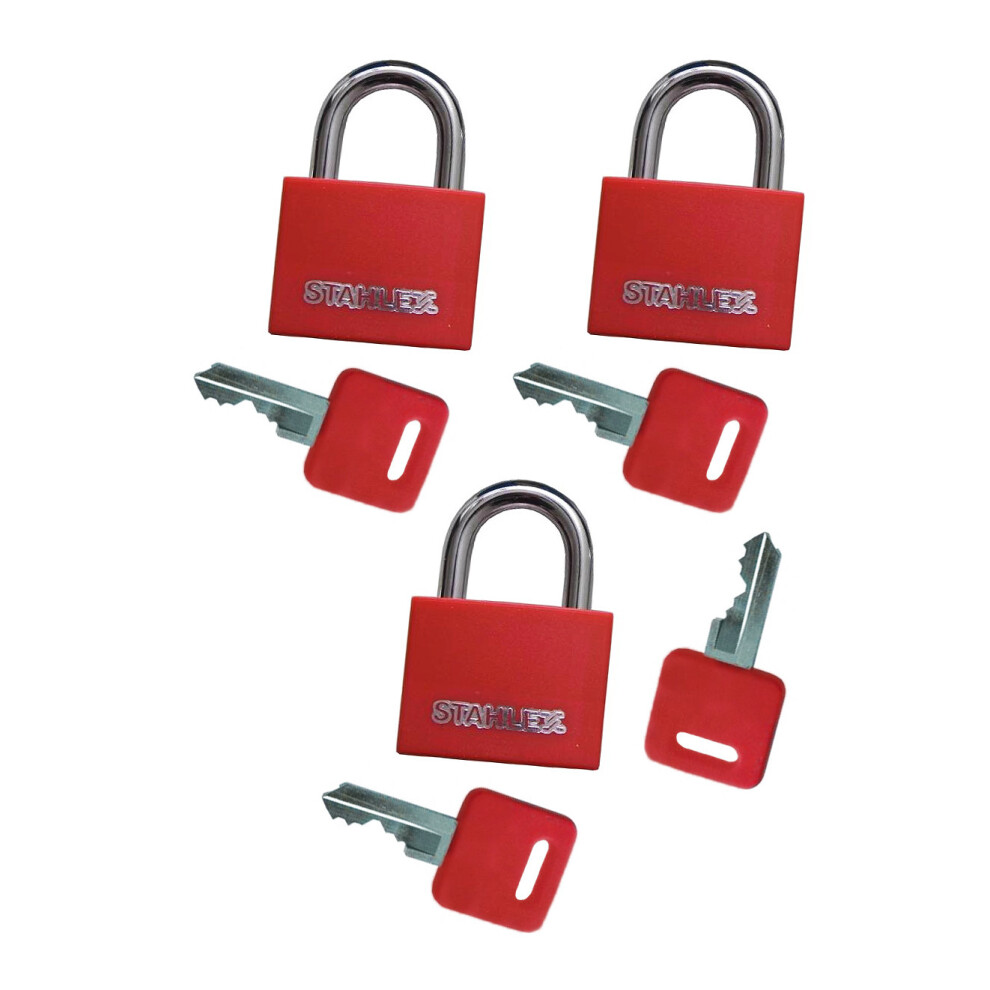 Set Of 3 Padlocks (20 Mm, Red, With 4 Keys) 8719762734710