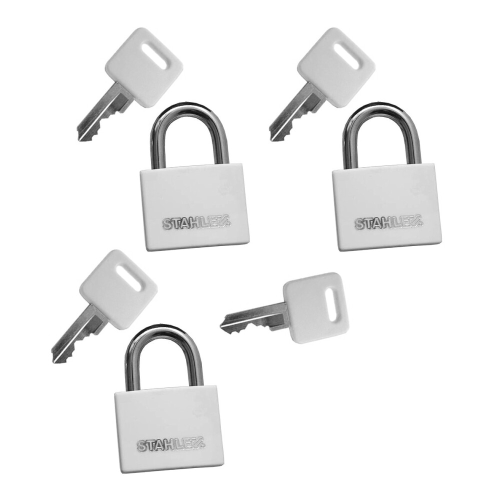 Set Of 3 Padlocks (20 Mm, White, With 4 Keys) 8719762734772