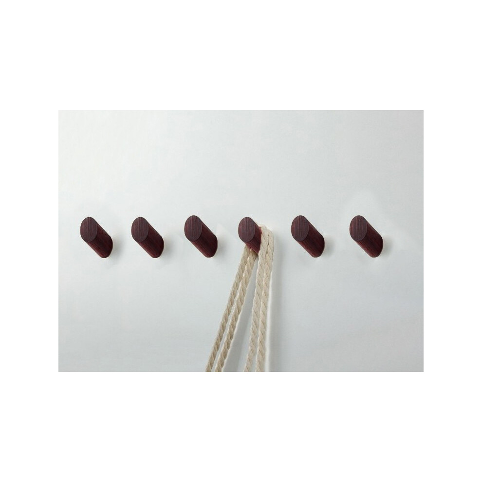 Set Of 6 Wooden Clothes Hooks (Coat Rack), Mahogany 8719762735250