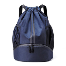 Football Boot Bag Unisex Large Drawstring Gym Sack With Wet Dry Separation Waterproof Sports Kit Bag Dark Blue