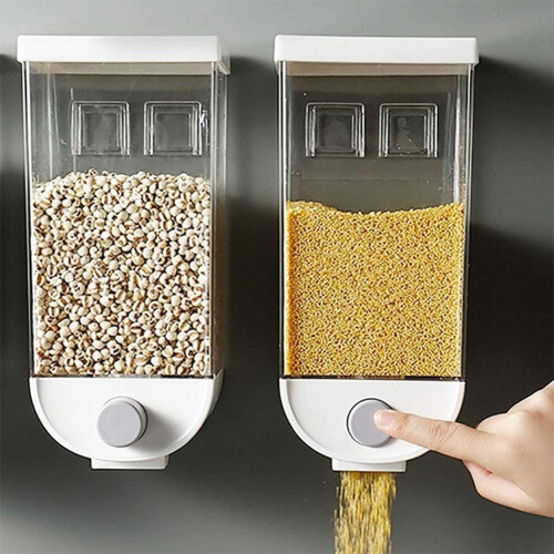 Practical Cereal Storage Container Wall Mounted Dispenser 1.5L Capacity Black Flour Rice Nuts 2