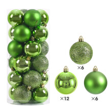 (Green)24 stuks huis kerstballen ornamenten kerstboomversiering hangdecoratie decoratief ornament