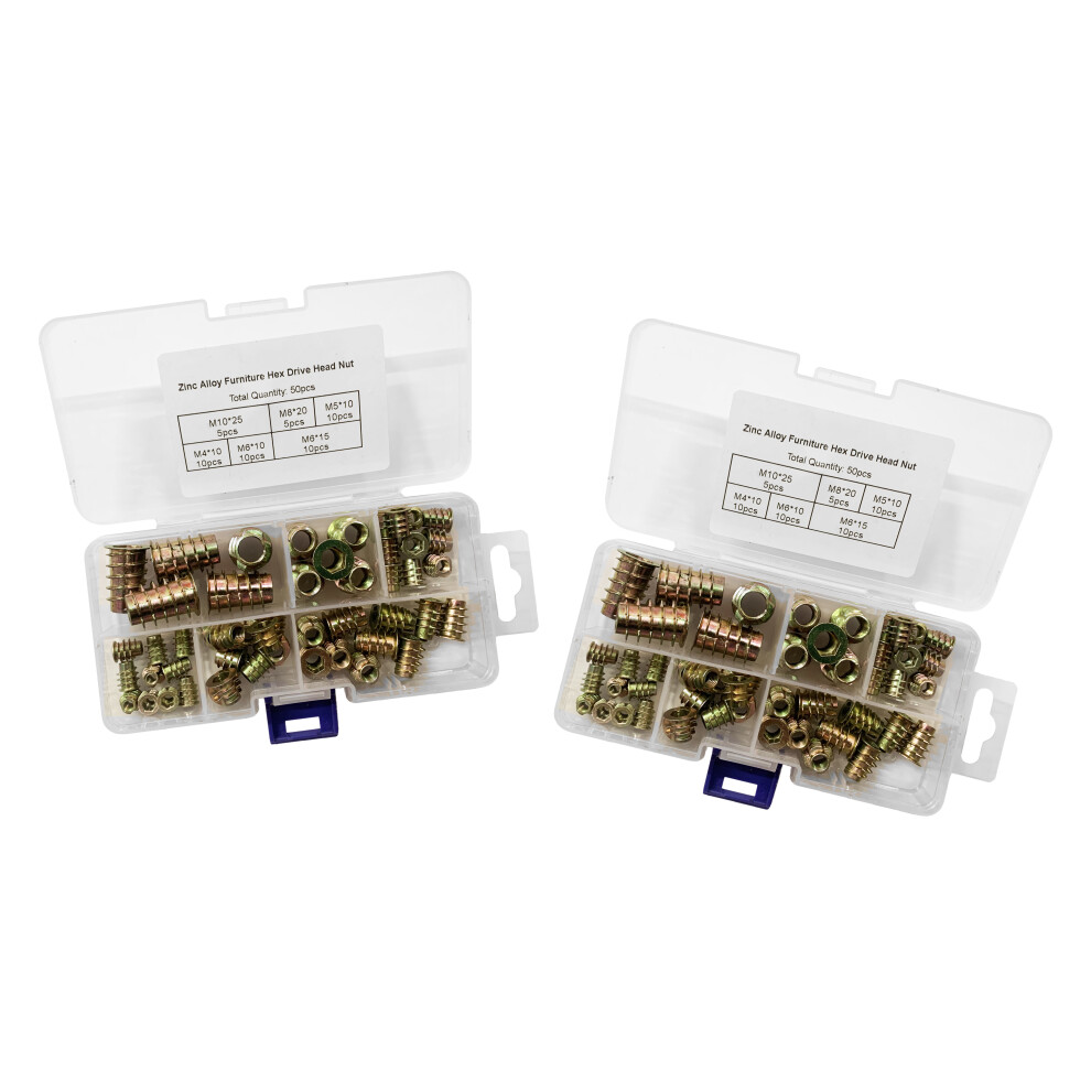 Set Of 100 Mixed Threaded Inserts (Screw-In Nuts, Mix Set: M4-M10) 8719762742012