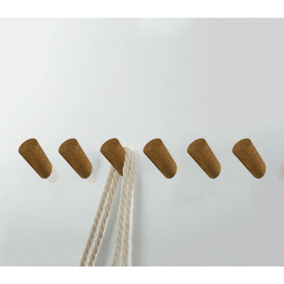 Set Of 6 Wooden Clothes Hooks (Coat Rack), Oak 8719762744214