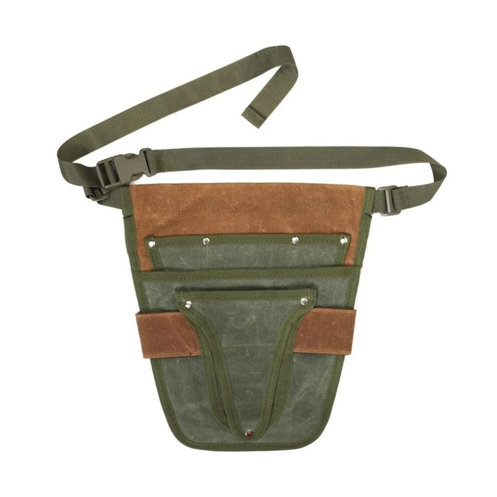 Multi-Pockets Canvas Tool Waist Bag With Belt Tool Pouch For Garden Tools Gardener Electrician Organizer Brown Green 9393856385645