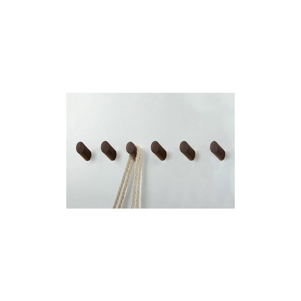 Set Of 6 Wooden Clothes Hooks (Coat Rack), Walnut 8719762748854