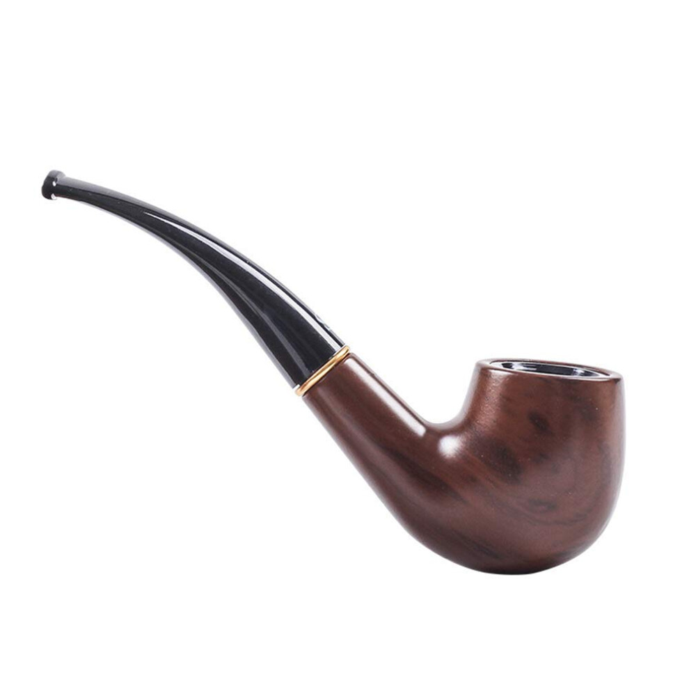 Grain Wooden Tobacco Smoking Pipe Hand Carved Ebony Finish Classic Style Standard Size Gift For Grandfather