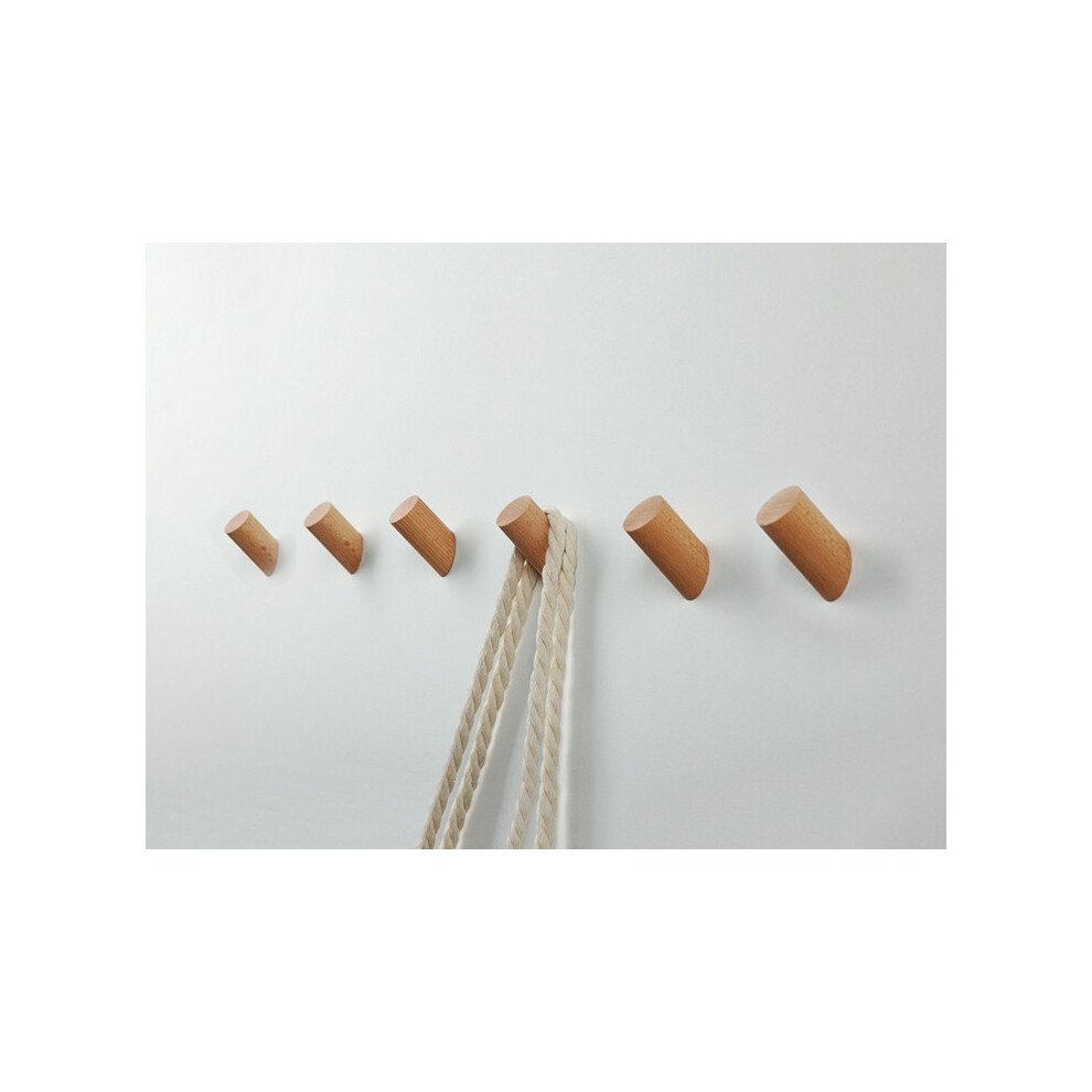 Set Of 6 Wooden Clothes Hooks (Coat Rack), Beech 8719762754510
