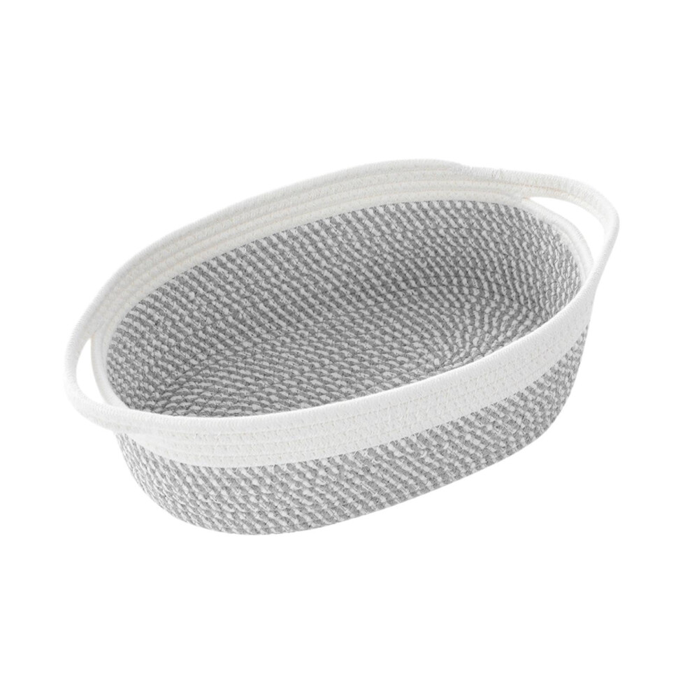 Woven Basket With Handle Cotton Rope Basket Nursery Organizer Multipurpose Storage Bin Baby Gift Basket White/Gray