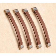 Set mit 4 Ledergriffe (192 mm, braun, Metallendstück)