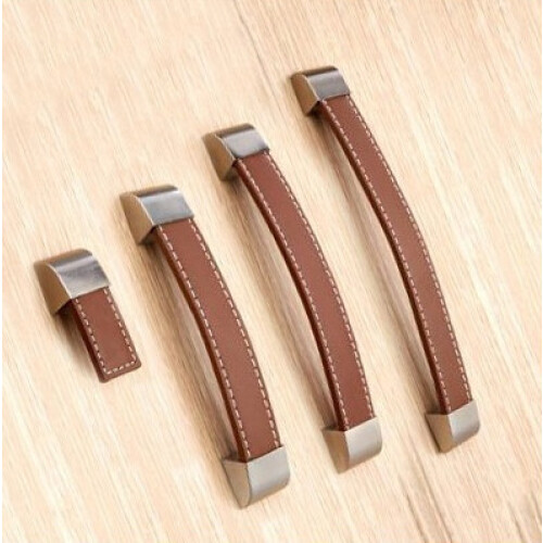 Set mit 4 Ledergriffe (192 mm, braun, Metallendstück) 2
