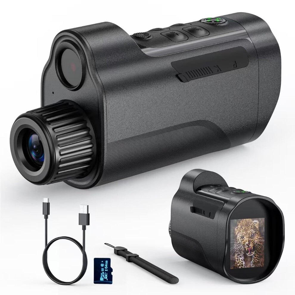 1080P Night Vision Monocular 64Gb Card Included, 7-Level Infrared, 10X Digital Zoom, 800M Visual Range, Digital Glasses 9393856387380