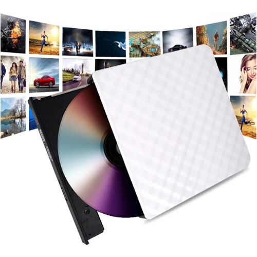 DVD Player External USB 3.0 DVD Burner Writer Recorder CD/DVD ROM Drive PC Optical Drive White 2