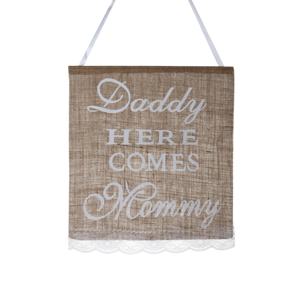 Daddy Here Comes Mommy Transparentny Baner Rustykalny Wiejski Weselny-image