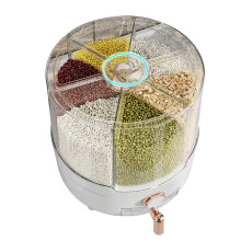 Rotating Food Dispenser 360 Degree Rotation Transparent Grain Dispenser Kitchen Grain Storage Container With Lid
