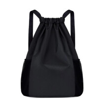 Sports Drawstring Backpack Black Size S Large Capacity Gym Swim Beach Sackpack For Fitness Travel Outdoor