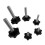 Set of 10 star knobs with threaded rod (M12, black) 1