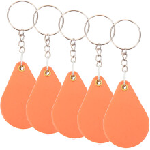 5Pcs Portable Folding Magnifying Glass Keychain ABS Orange for Jewelry