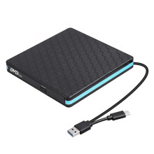 External Optical Drive USB 3.0 DVD Burner, Type-C Laptop/Desktop Compatible, Black Football Stripe