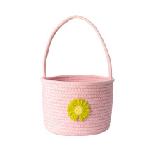 Woven Cotton Rope Storage Basket With Handle For Baby Nursery Toy Storage Bin Pet Basket