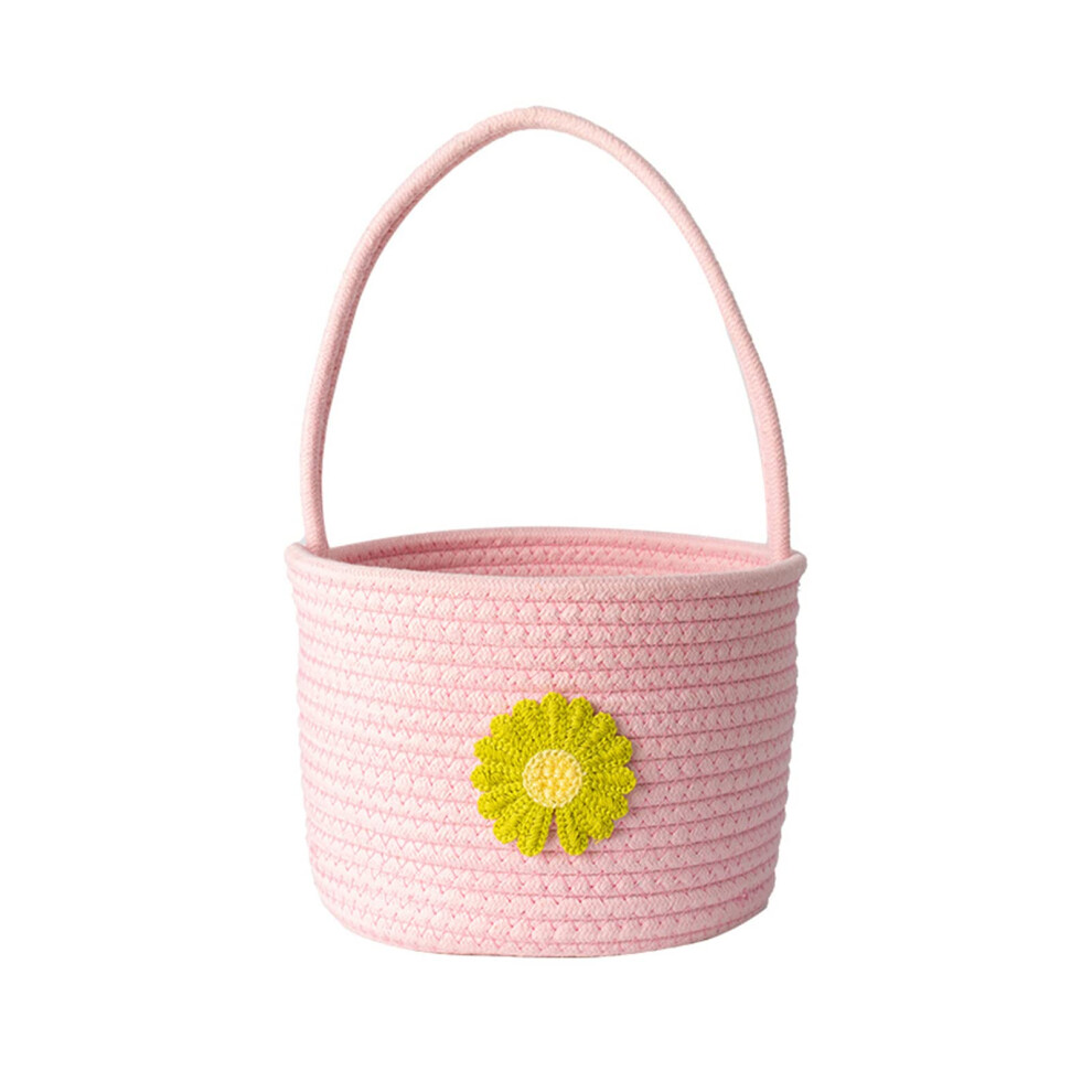 Woven Cotton Rope Storage Basket With Handle For Baby Nursery Toy Storage Bin Pet Basket
