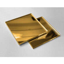 Set of 30 small square mirrors (3x30x30 mm, gold)