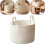 Baby Toy Storage Basket Solid White Cotton Rope Design Nursery Organization 5