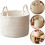 Baby Toy Storage Basket Solid White Cotton Rope Design Nursery Organization 4