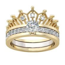 1St Female 2 In 1 Abnehmbaren Ring Kronenform Strassring (Gold Silber)
