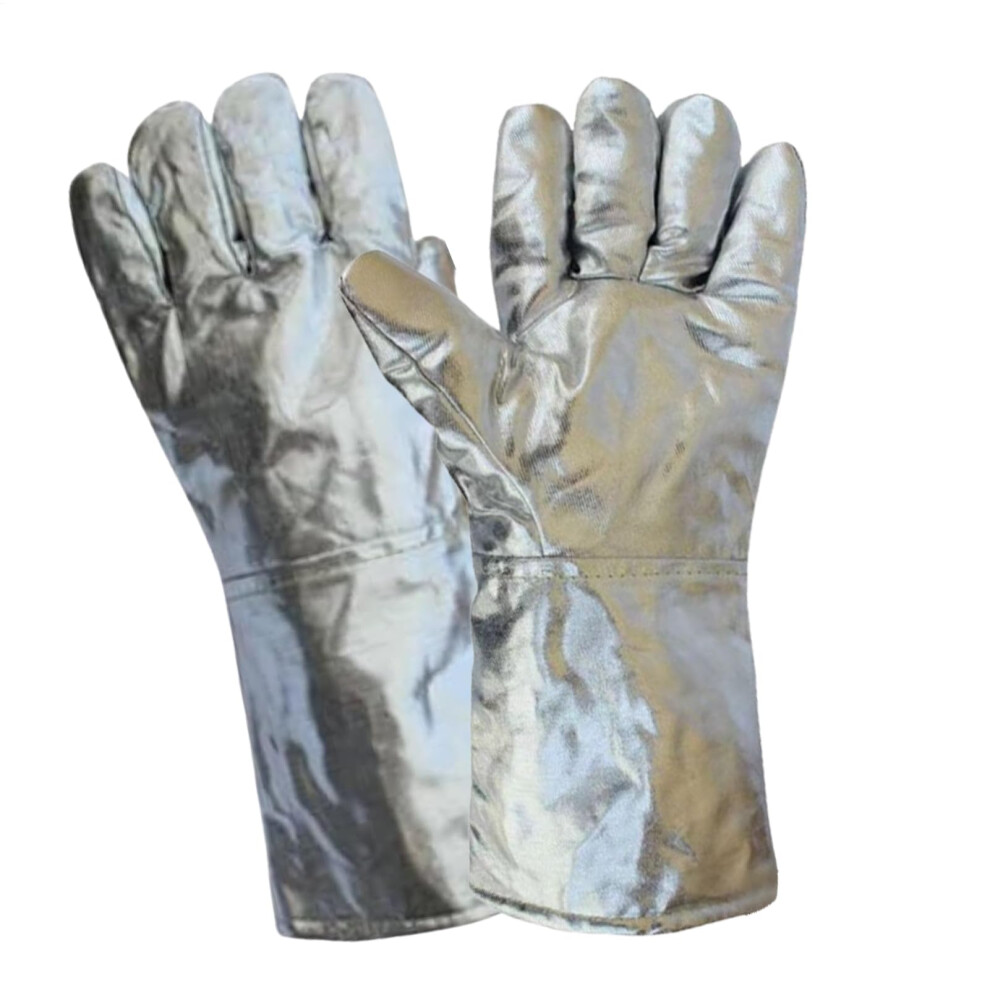 Heat Resistant Gloves Aluminum Foil 5-Finger Protective Mittens For Casting Glass Processing Steel Smelting For Restaurant 9393856389452