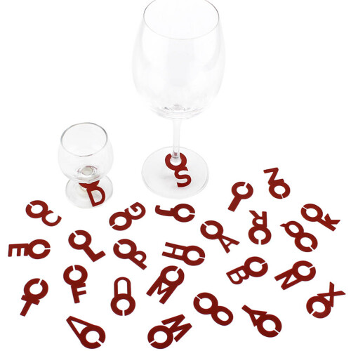 52 Alphabet Weinglas Marker Silikon Schild Rot 1