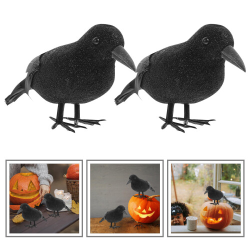 2Stück Halloween Modell Deko Simulationskrähe 2