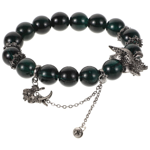 Unisex Perlenarmband Mit Dunklen Steinperlen Schlange