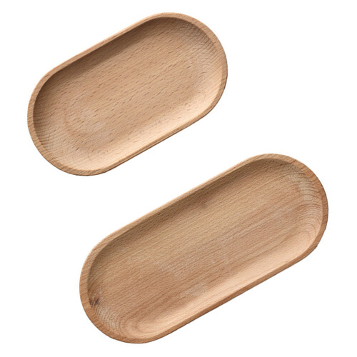 2Stk Oval Echtholz Tablett Servierplatte Für Gebäck