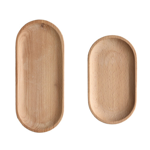2Stk Oval Echtholz Tablett Servierplatte Für Gebäck 2