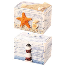 2Stk Holz Aufbewahrungsboxen Mediterraner Desktop Geschenkboxen