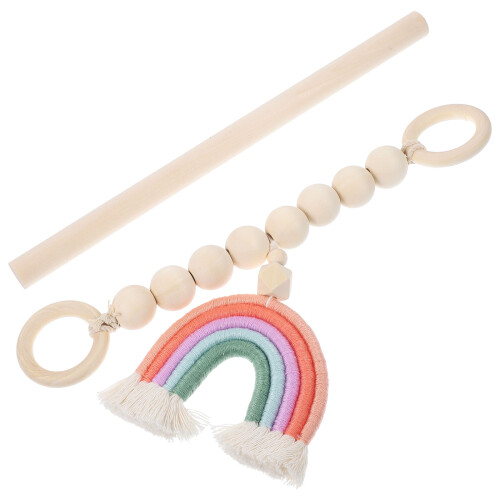 1 Set Holzperlen Vorhangband Mit Regenbogenquaste