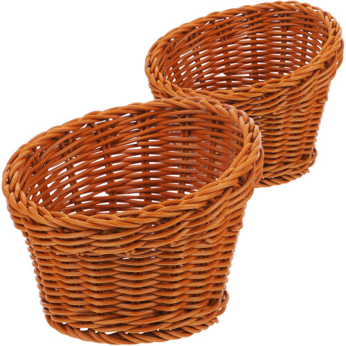 2 Rattan Obstkorb Lebensmittel Servierplatte
