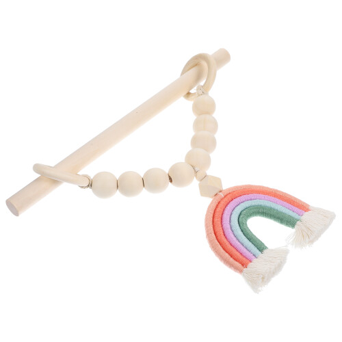 1 Set Holzperlen Vorhangband Mit Regenbogenquaste 2