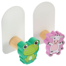 2Stk Klebehaken Cartoon Holz Wandhaken Für Handtücher Taschen Hüte