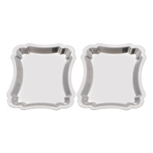 2Stk Edelstahl Snacktabletts Silber Für Kuchen Servierplatten Elegant