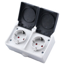 2 Jack Anschluss 250 V 16 A IP44 Wasserdichte Wandsteckdose Weiß