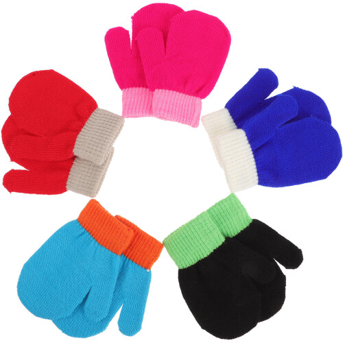 5 Paar Warme Kinder Winterhandschuhe Für Draußen