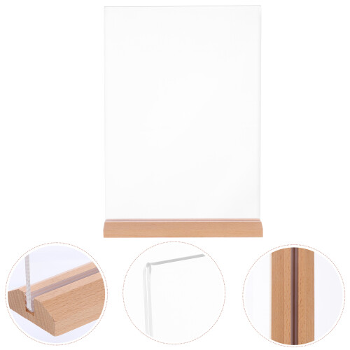 Porte-Affiche Acrylique Stable Clair Avec Pied Bois Polyvalent 2