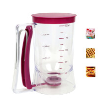 Batter Dispenser With Squeeze Handle For Cupcake Pancake Pastry Cookie Cake - Cream Separator Cup Measuring Purple Clear