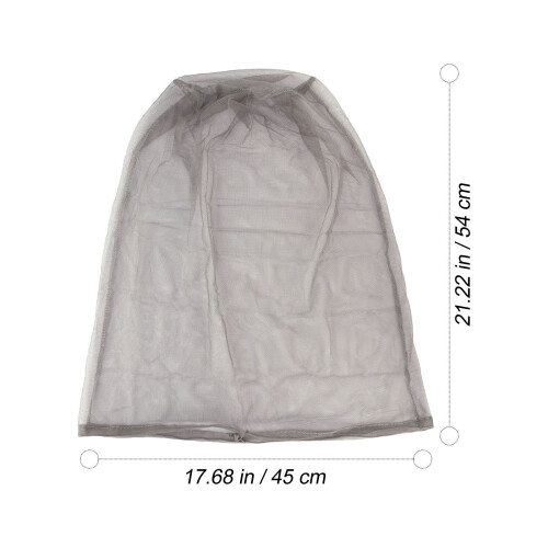 Outdoor Grey Mesh Mosquito Net Hat Polyester Full Face Neck Cover 1