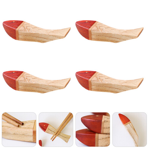 4Stk Holz Fischförmige Essstäbchenhalter 2