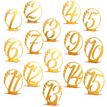 15Pcs Chic Golden Acrylic Table Numbers for Hotel and Event Seating